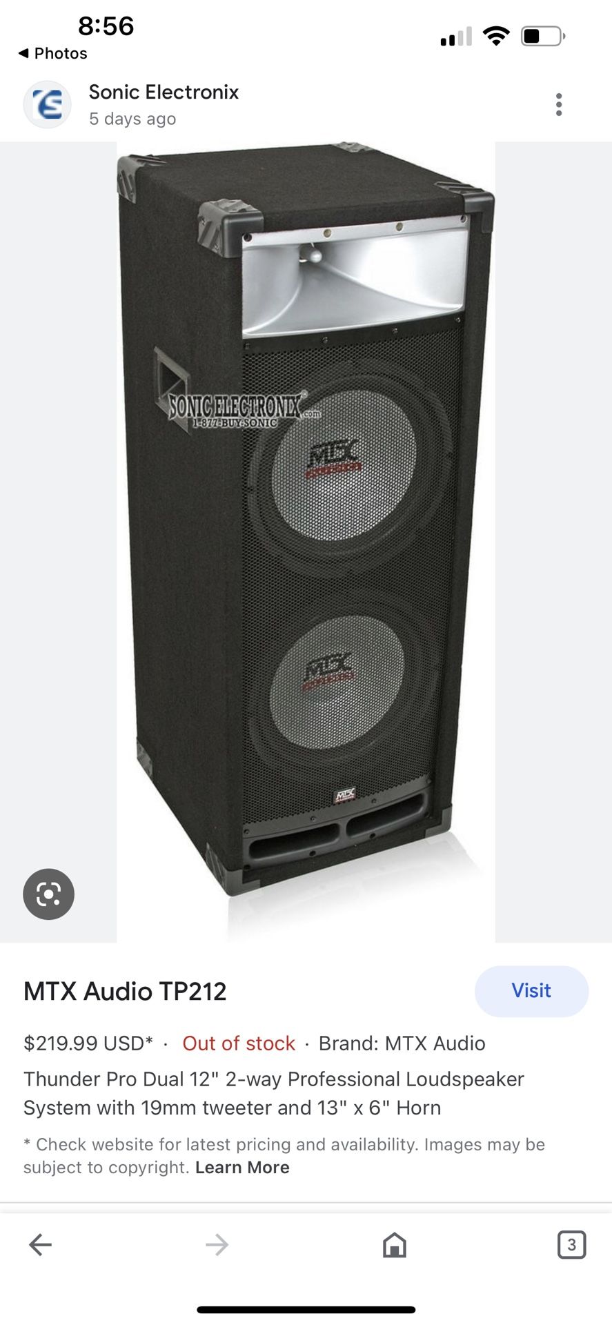 2 MTX Audio Speakers And Yamaha Amplifier