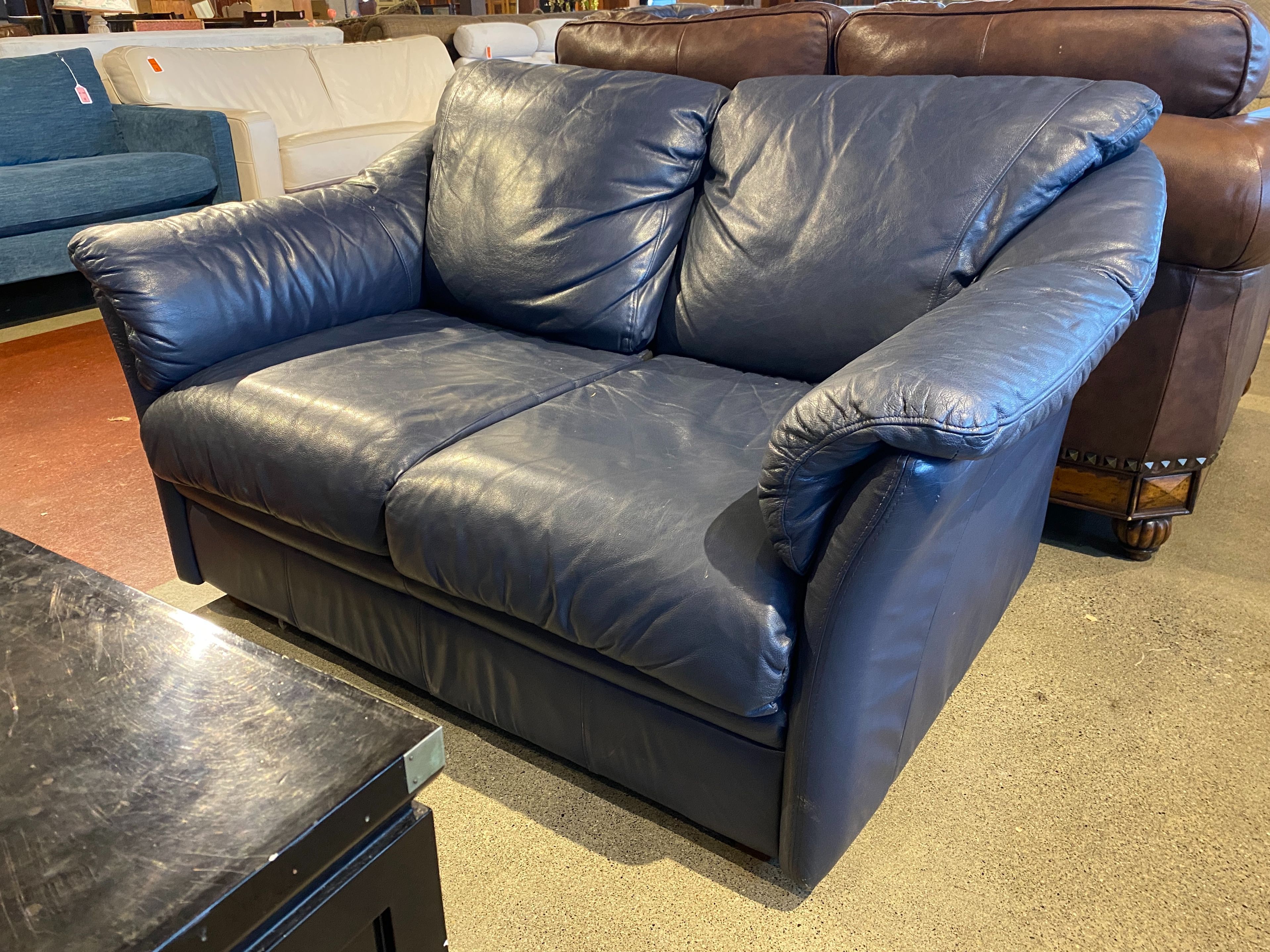 Deep Blue Wide Arm Loveseat