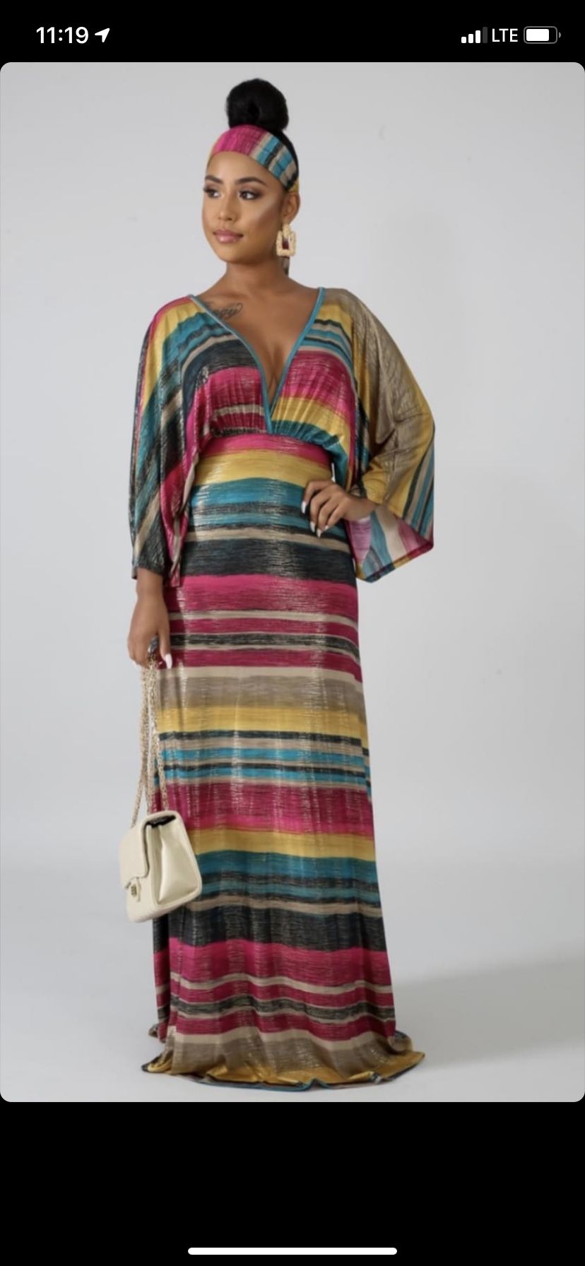Colorful Maxi Dress With Scarf