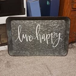 'Live Happy' Metal Serving Tray - EUC