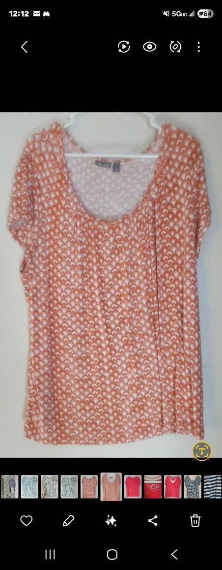 2X Apt 9 Orange Patterned Women's Top