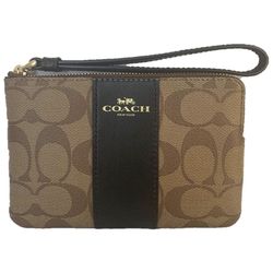 Coach Signature PVC leather Corner Zip Wristlet