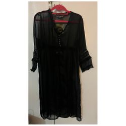A Wild Thyme Black Sheer midi dress with a flowy, boho vibe Size 6