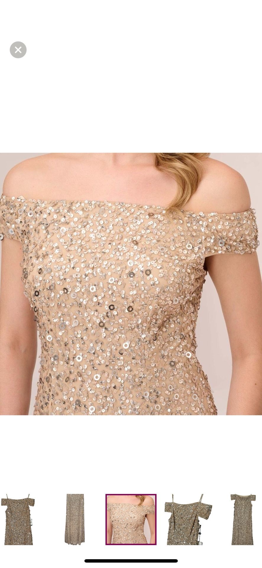 Stunning Formal Champagne Adrianna Papell Gown Size 16