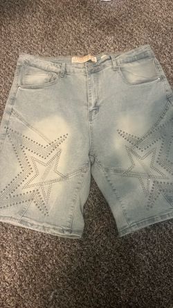 Light blue denim shorts