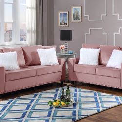 Pink Living Room Set - Sofa & Love Seat