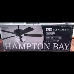 Hampton Bay Glendale III 52 in. LED Indoor Matte Black Ceiling Fan with Light