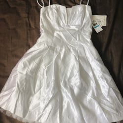 JESSICA McCLINTOCK for GUNNE SAX White Satin Strapless Party Dress Size 5 NEW!!