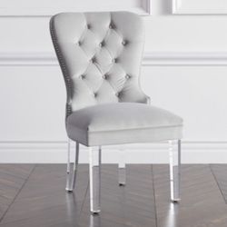 Z Gallerie Charlotte Dining Chairs 4 Gray Suede 