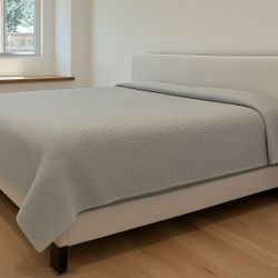 King Bed Frame White Leather 