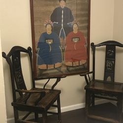 Antique Asian Chairs and Painting