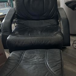 Leather Recliner With Ottoman