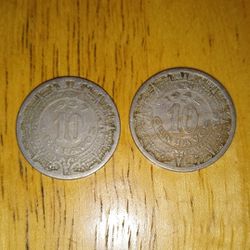Mexican Coins 10 Centavos Aztec Sun Currency Rare
