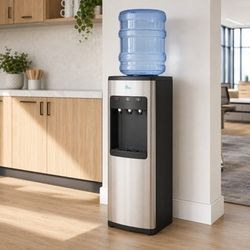 Brio Essential Series Top Load Water Dispenser, Tri-Temp Hot Cold and Room Temperature Water Cooler with Child Safety Lock, Stainless Steel Reservoirs