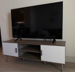 Modern Gray & White TV Stand / Media Console – Excellent Condition