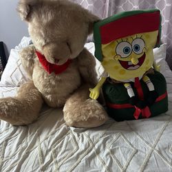 spongebob and teddy bear, large size, both for $10