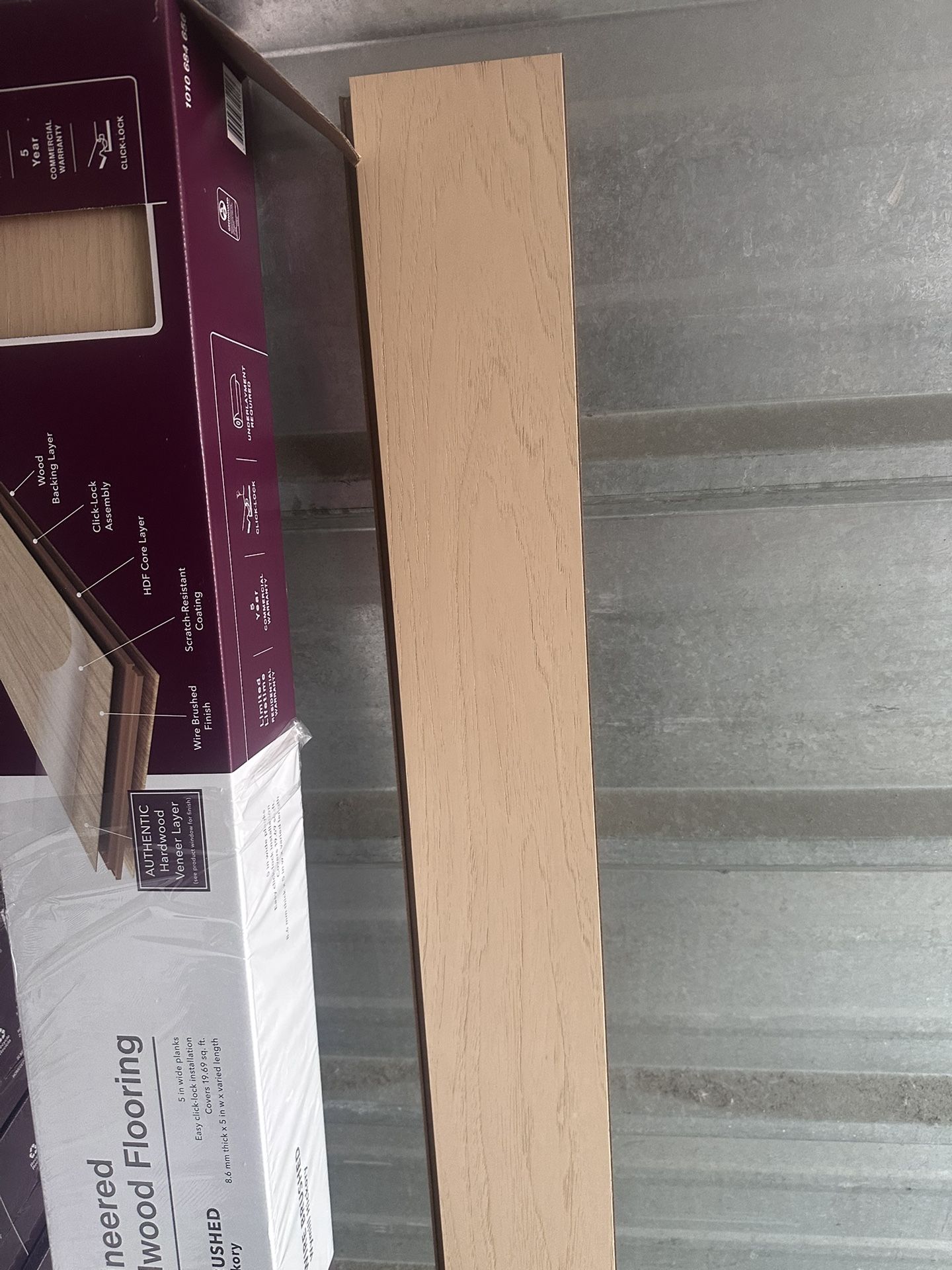 Wymill Hickory 3/8 in. T x 5 in. W Click-Lock Wire Brushed Engineered Hardwood Flooring (19.7 sq. ft