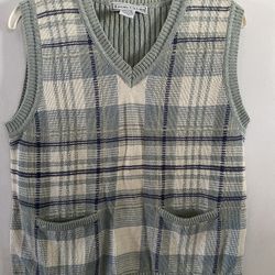 838 Preowned Vintage Ladies IZOD Club Knit Golf Vest With Pockets Multicolor 