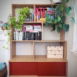 Pair of Urban Outfitters Castella Tall Storage Unit Shelving with Cabinets