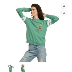 Zion Women's Bob Marley Varsity Graphic Sweatshirt - Green, Medium 