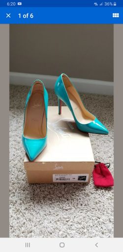 Christian louboutin turquoise 100 mm pumps high heel worn two times size 35