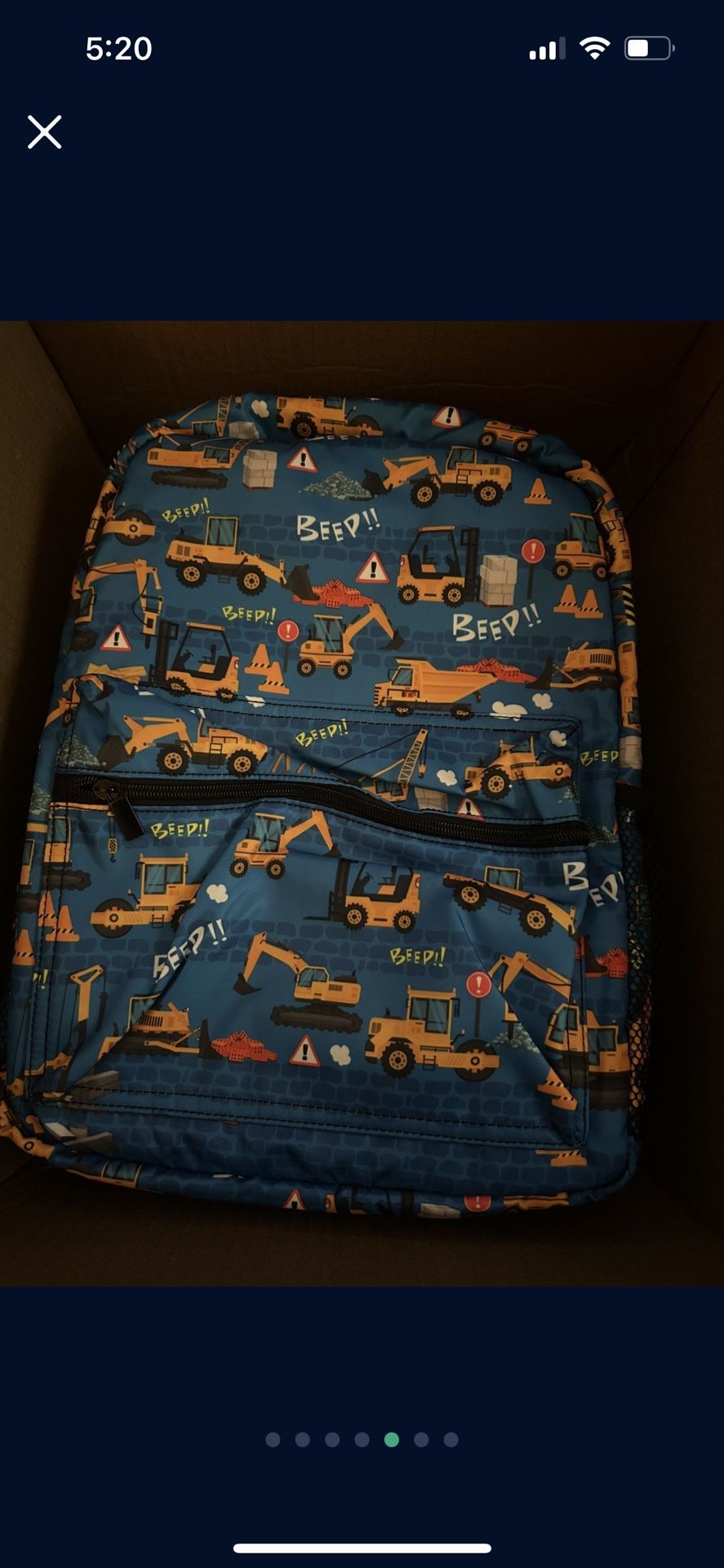 Construction kids backpack