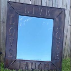 LIVE LOVE LAUGH WALL DECOR BROWN LARGE MIRROR