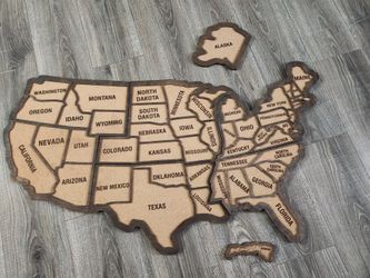 43x25 Push Pin United States Map, Travel Map Apartment House Decor, USA Pin Board Wood