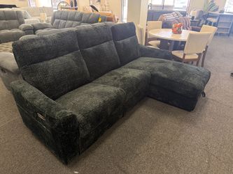 Dark Gray Fabric Sectional Sofa with Chaise