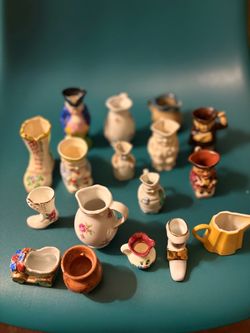 Vintage Ceramic Toothpick Holder & Miniature Collector Lot - 17 Pieces