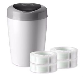Tommee Tippee Simplee Diaper Pail w/ 4 Refills, Grey