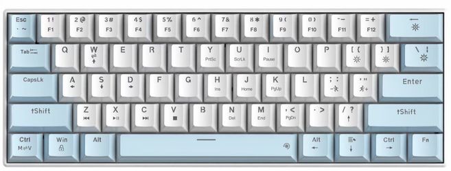 G61 61-Key Mechanical Gaming Keyboard, Blue Switches, 7 LED Lighting Modes, Compact Wired Keyboard with Detachable USB Cable, Anti-Slip Stand, for PC,