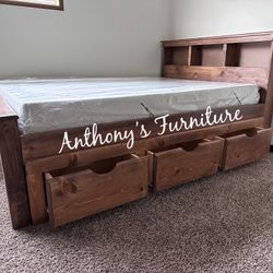 Full Bed And Mattress With Drawers 