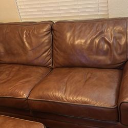 Leather couch and ottoman