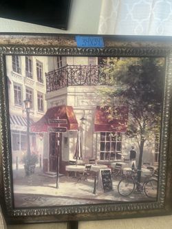 Framed Paris Café Street Scene Wall Art