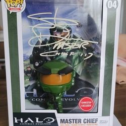 Funko POP! Game Cover! HALO: COMBAT EVOLVED - MASTER CHIEF SIGNED BY STEVE DOWNES