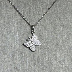 925 Sterling Silver CZ Butterfly Pendant 