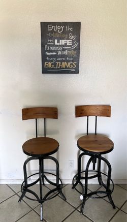 New Solid Wood Rod Iron Bar Stool Chair Set