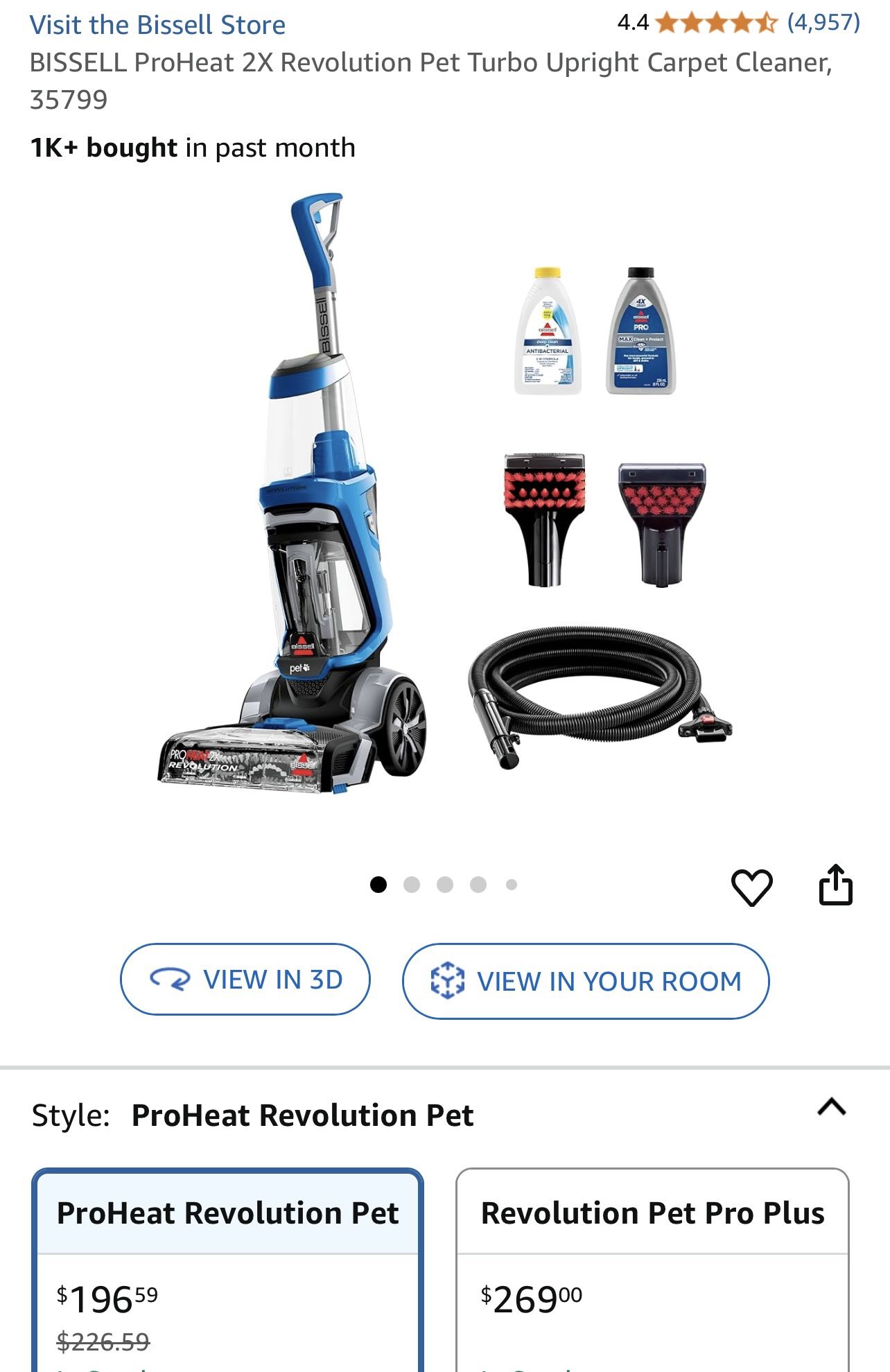 BISSELL ProHeat 2X Revolution Pet Turbo Upright Carpet Cleaner, 35799