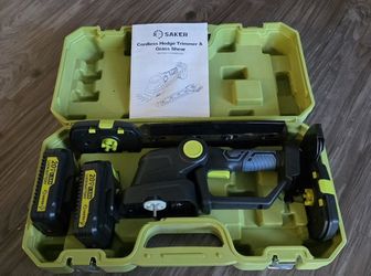 Saker Cordless Hedge Trimmer & Grass Shear Set In Case