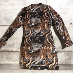 Women's Marble Print Stand Collar Dress