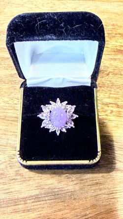 Sterling Silver Purple Jade & Amethyst Cluster Ring