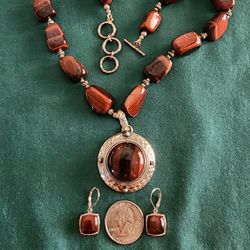 925 Sterling Tigers Eye Jewelry Set