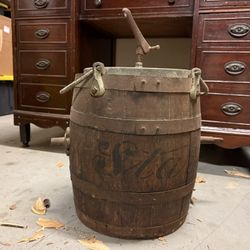 Vintage Wooden Butter Churn with Hand Crank – Antique Farmhouse Decor