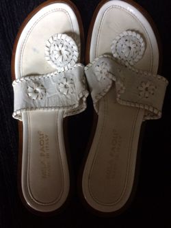 Size 9 Mila Paoli White Italian Leather Sandals