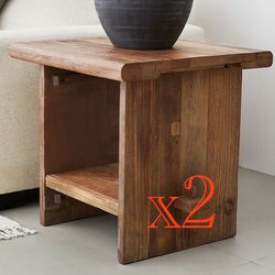 2 Pottery Barn Easton Square Reclaimed Wood End Tables