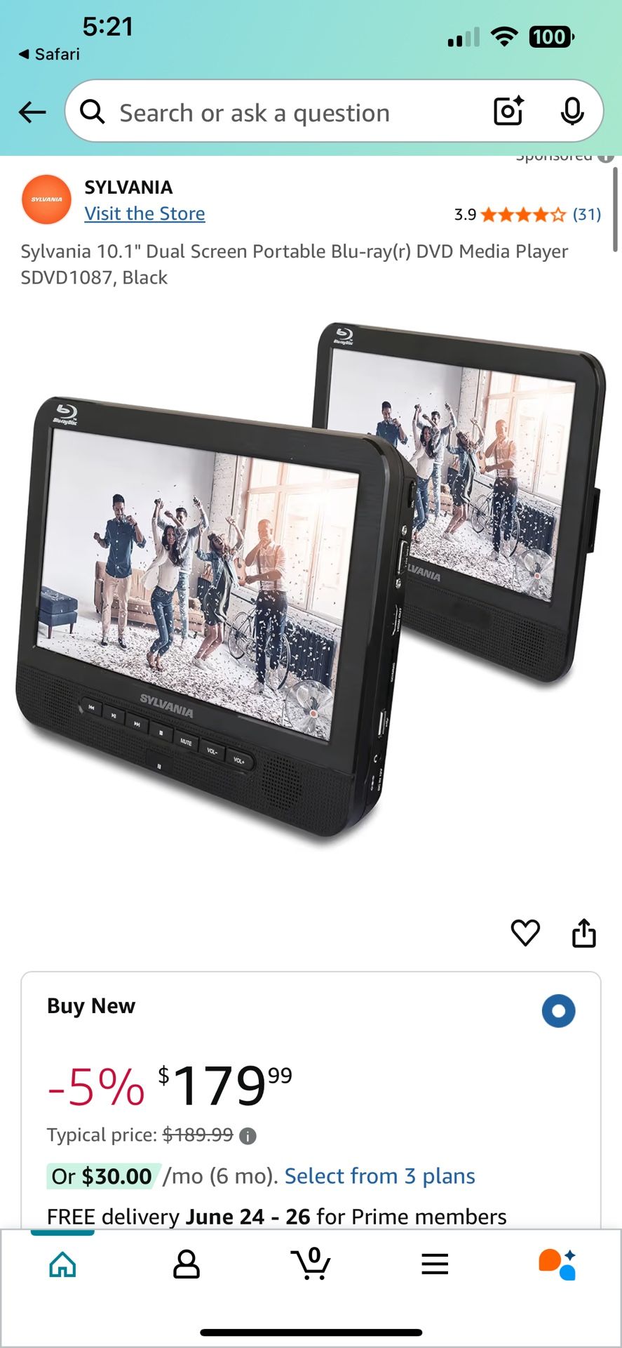 Dual Screen Portable Blu Ray Player