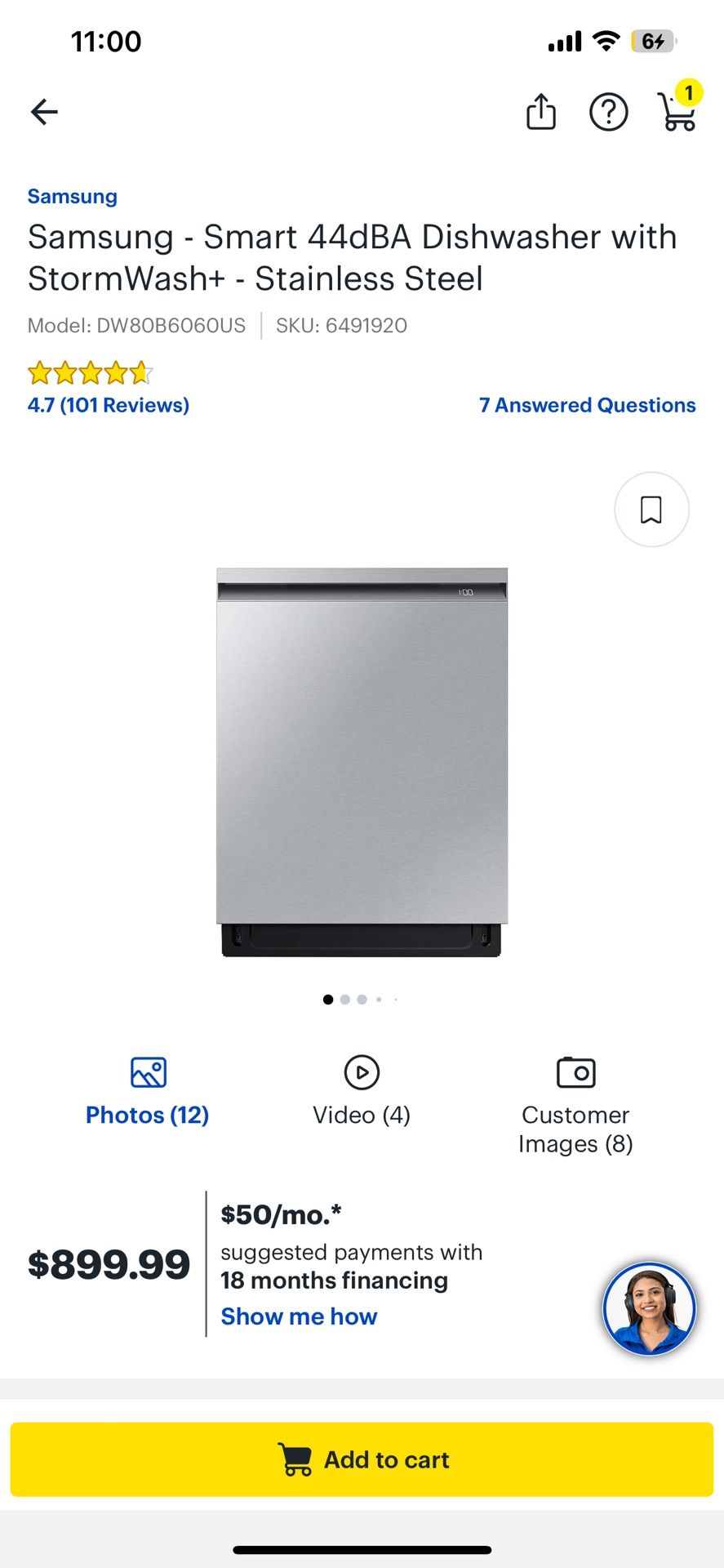 Samsung - Smart 44dBA Dishwasher