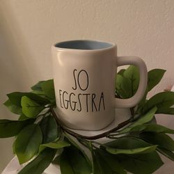 Rae Dunn SO EGGSTRA Mug Blue Interior