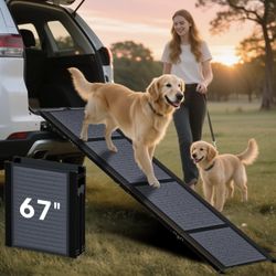 Brand New in box 67” Extra Wide Folding Dog Ramp for Car, SUV & Truck – Heavy Duty, 250 lbs Capacity
